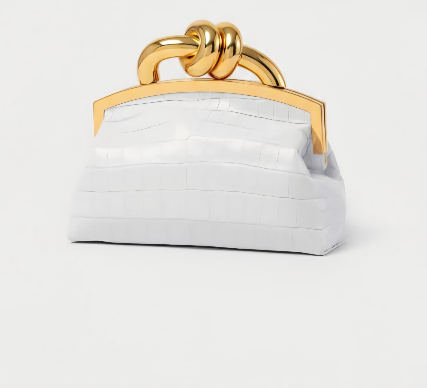 Pure White Golden Handbag